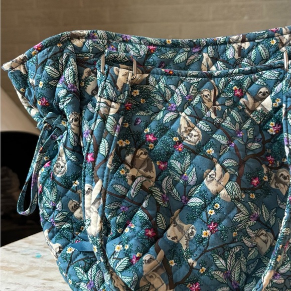 Vera Bradley Teal Quilted Tote with Sloth & Floral Print - Picture 2 of 5